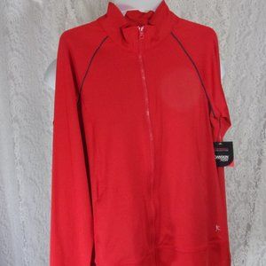 Danskin Activewear Knit Red/Black Zip Jacket Semi Fitted NWT